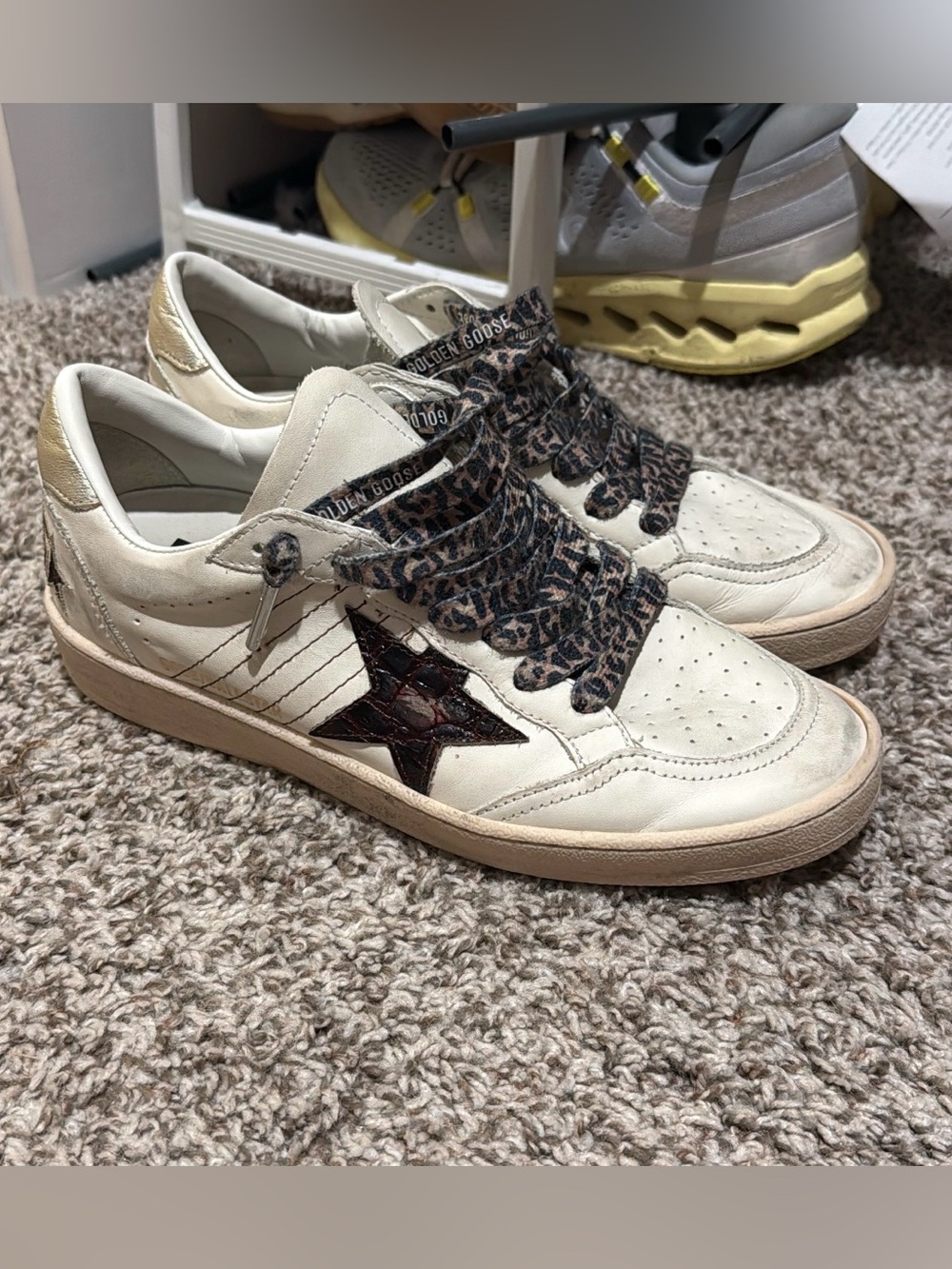 Golden Goose Ball Star Burgundy Croc Gold Sneakers EU 37 + Bag Women